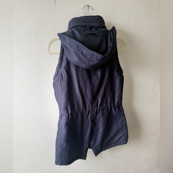 Valerie Stevens Navy Deep Blue Quilted Puffer Vest Hooded Preppy Classic Sz S - Picture 4 of 6